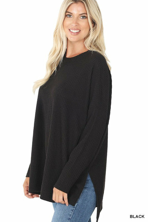 Pull col rond gaufré thermique brossé