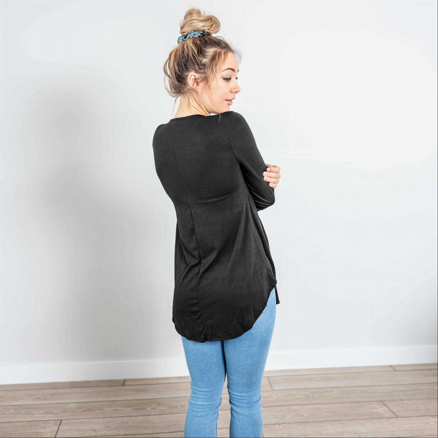 Túnica Babydoll con botones y manga larga