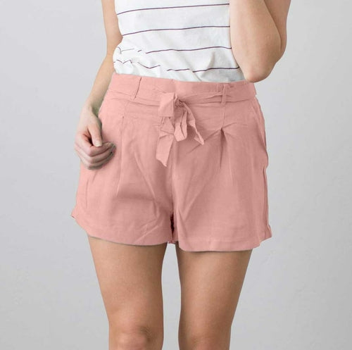 Tie Belted Hi Waist Shorts