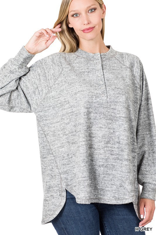 Brushed Melange Raglan Sleeve Sweater