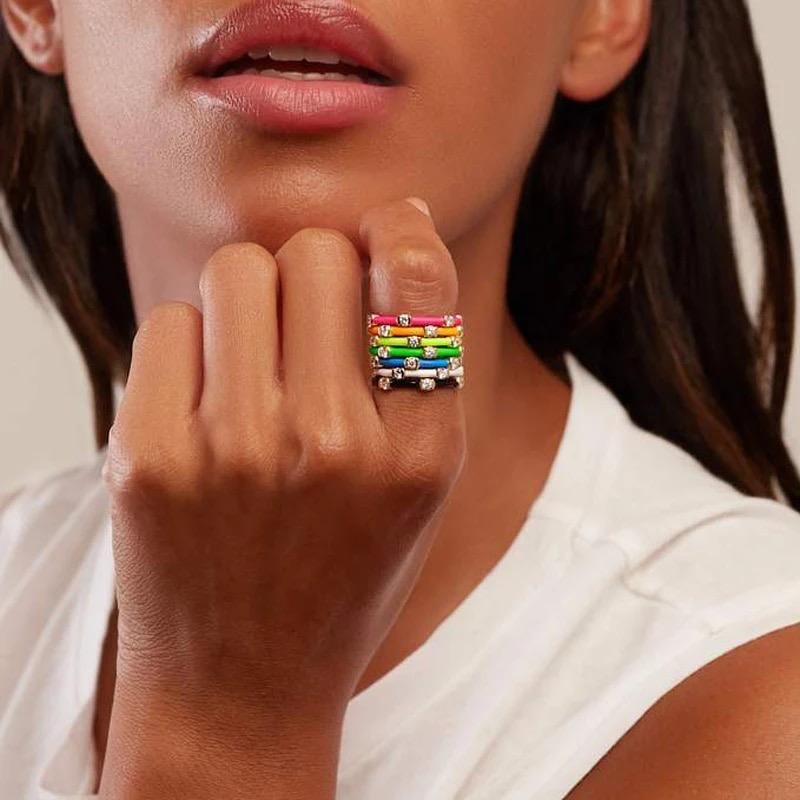 Anillo apilable de esmalte