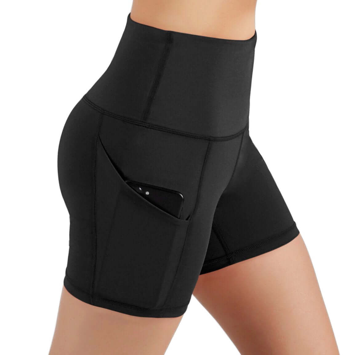 Jolie short de sport taille haute avec poches sur les hanches
