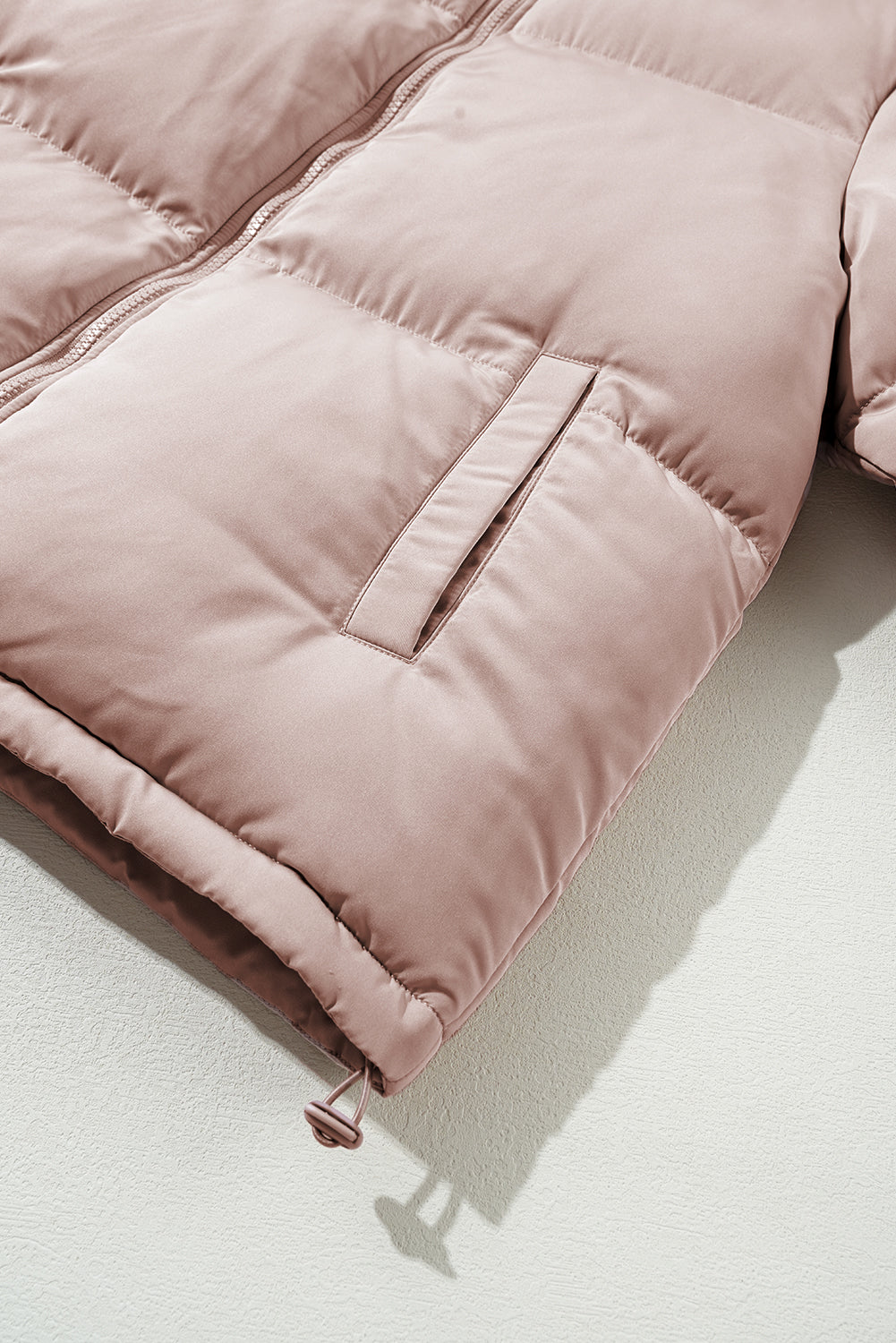 Doudoune matelassée à fermeture éclair intégrale rose abricot