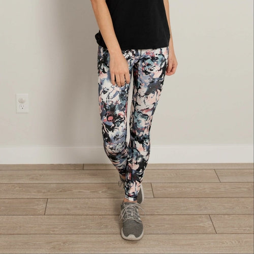 Pantalon de sport taille haute à fleurs longueur cheville