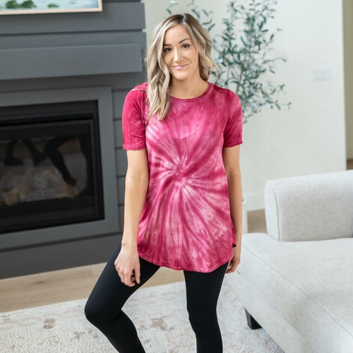 Tie Dye Round Neck Short Sleeve Top