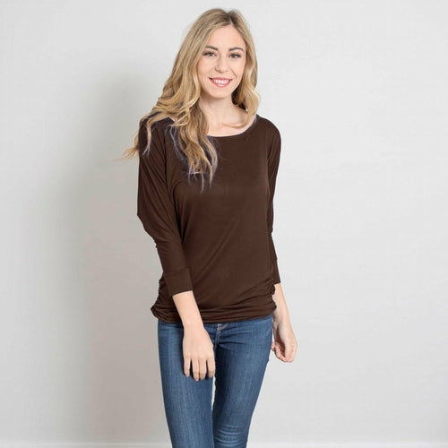 Draped Long Sleeve Bat wing Dolman top