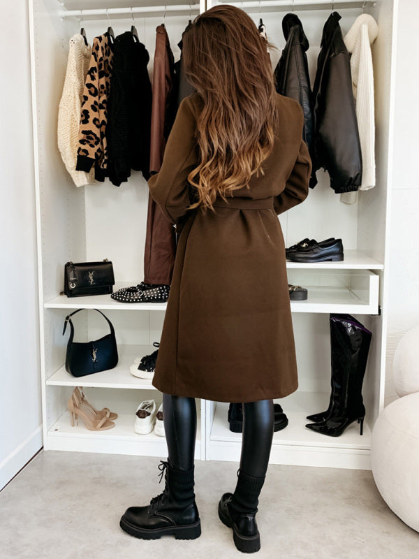 Veste à double boutonnage simple et tendance de couleur unie pour l'hiver