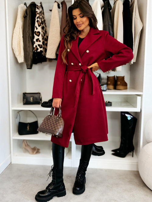 Veste à double boutonnage simple et tendance de couleur unie pour l'hiver