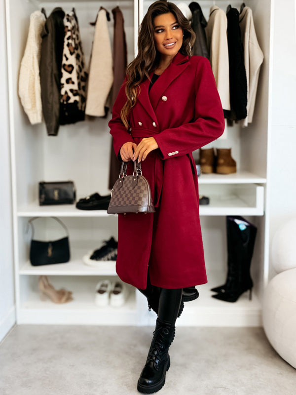 Veste à double boutonnage simple et tendance de couleur unie pour l'hiver