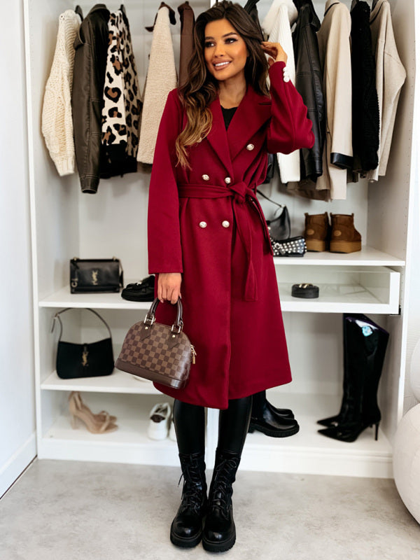 Veste à double boutonnage simple et tendance de couleur unie pour l'hiver