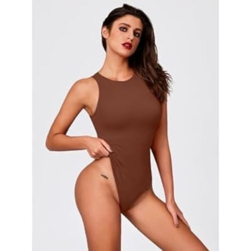 Bodys para mujer con cuello redondo y sin mangas, cierre a presión