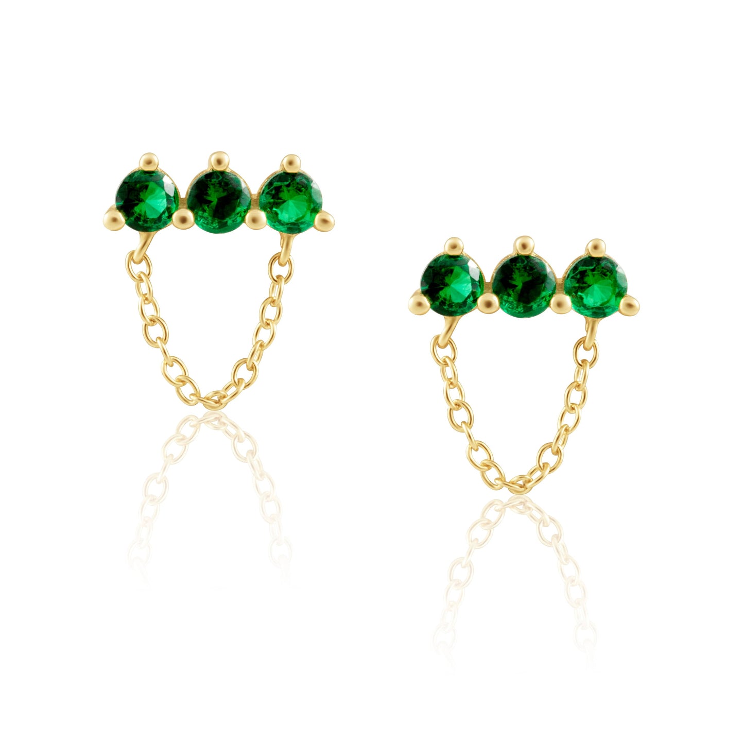 Clous d'oreilles Magda Emerald Chain