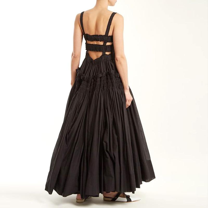 Summer Sling Backless Pleated Vintage Dress