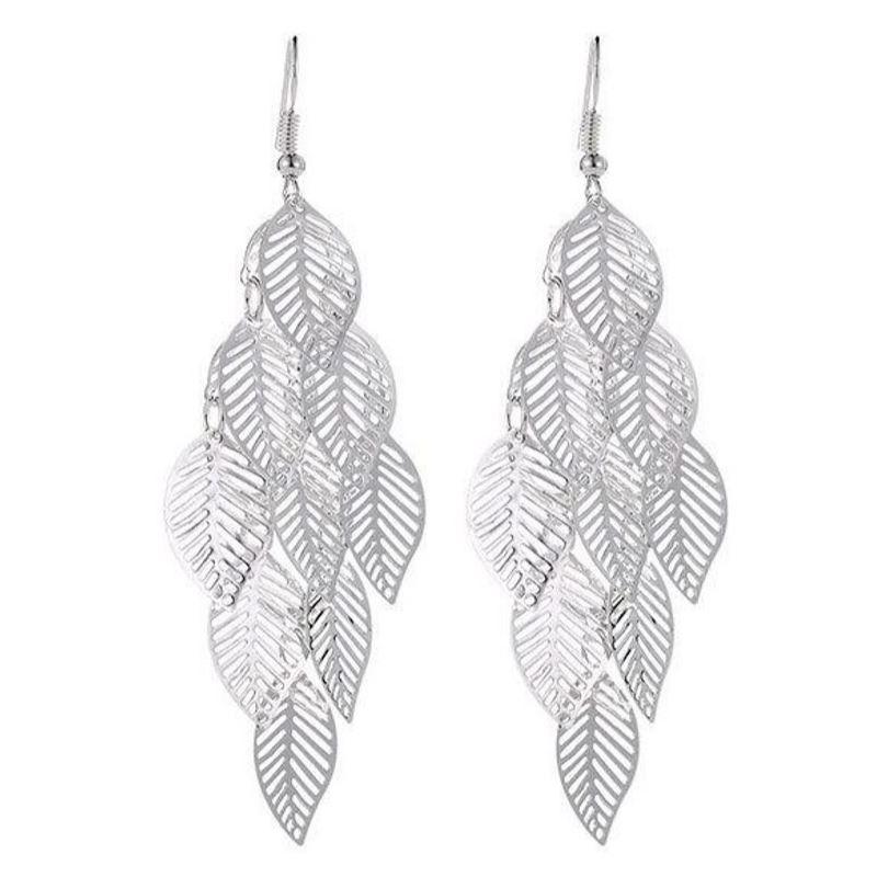 Boucles d'oreilles pendantes en forme de feuille