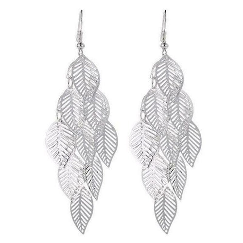 Boucles d'oreilles pendantes en forme de feuille