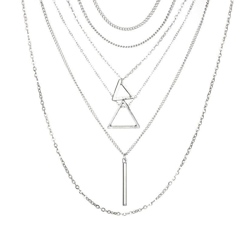 Collier multicouche double triangle
