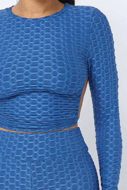 Ensemble haut et leggings à dos ouvert en nid d'abeille