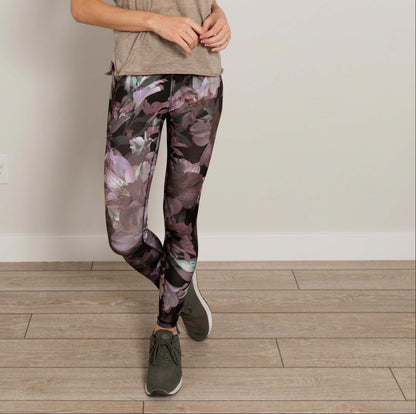 Pantalon de sport taille haute à fleurs longueur cheville