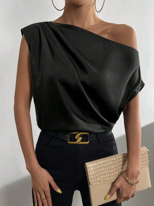 Blusa fruncida de un solo hombro