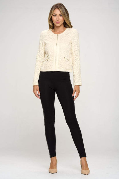 Veste zippée brodée avec poches zippées