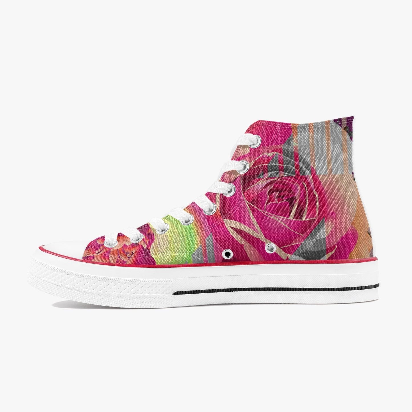 Zapatillas altas de lona con diseño floral neón de Jacki Easlick Couture
