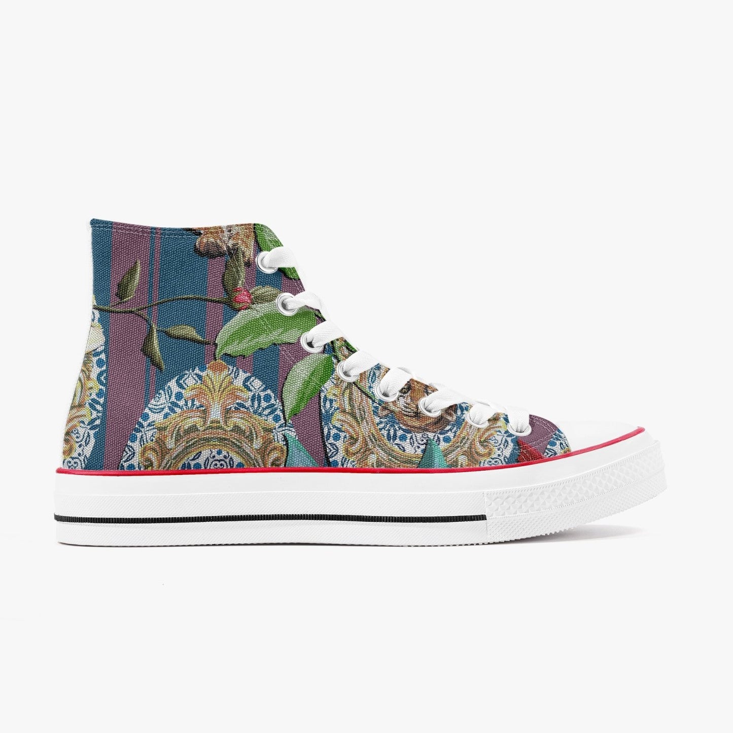 Zapatillas altas de lona con estampado de flores de tigre de Jacki Easlick