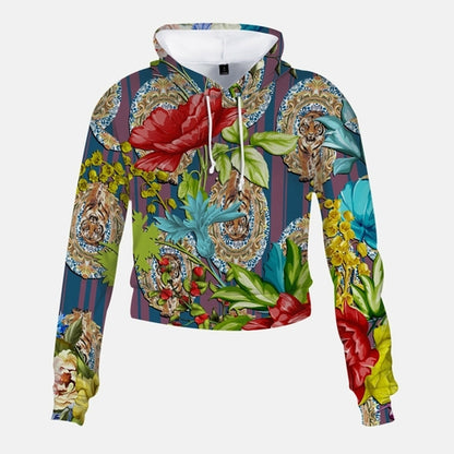 Sudadera corta con estampado de tigre y flores de Jacki Easlick 