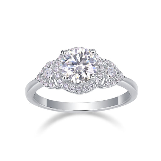 Bague de mariage de luxe en argent avec diamants et moissanite 