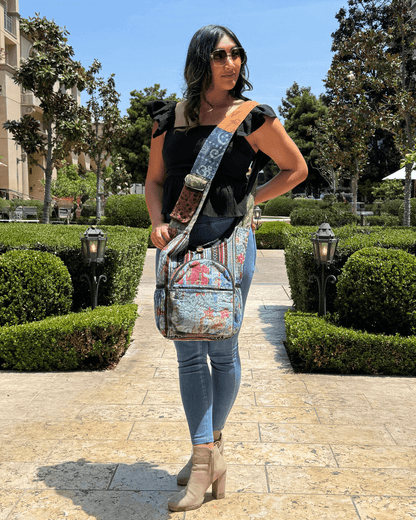 Bolso hobo vintage de patchwork con botella de agua de la colección Kathmandu