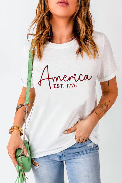 Camiseta de manga corta con cuello redondo y gráfico de letras