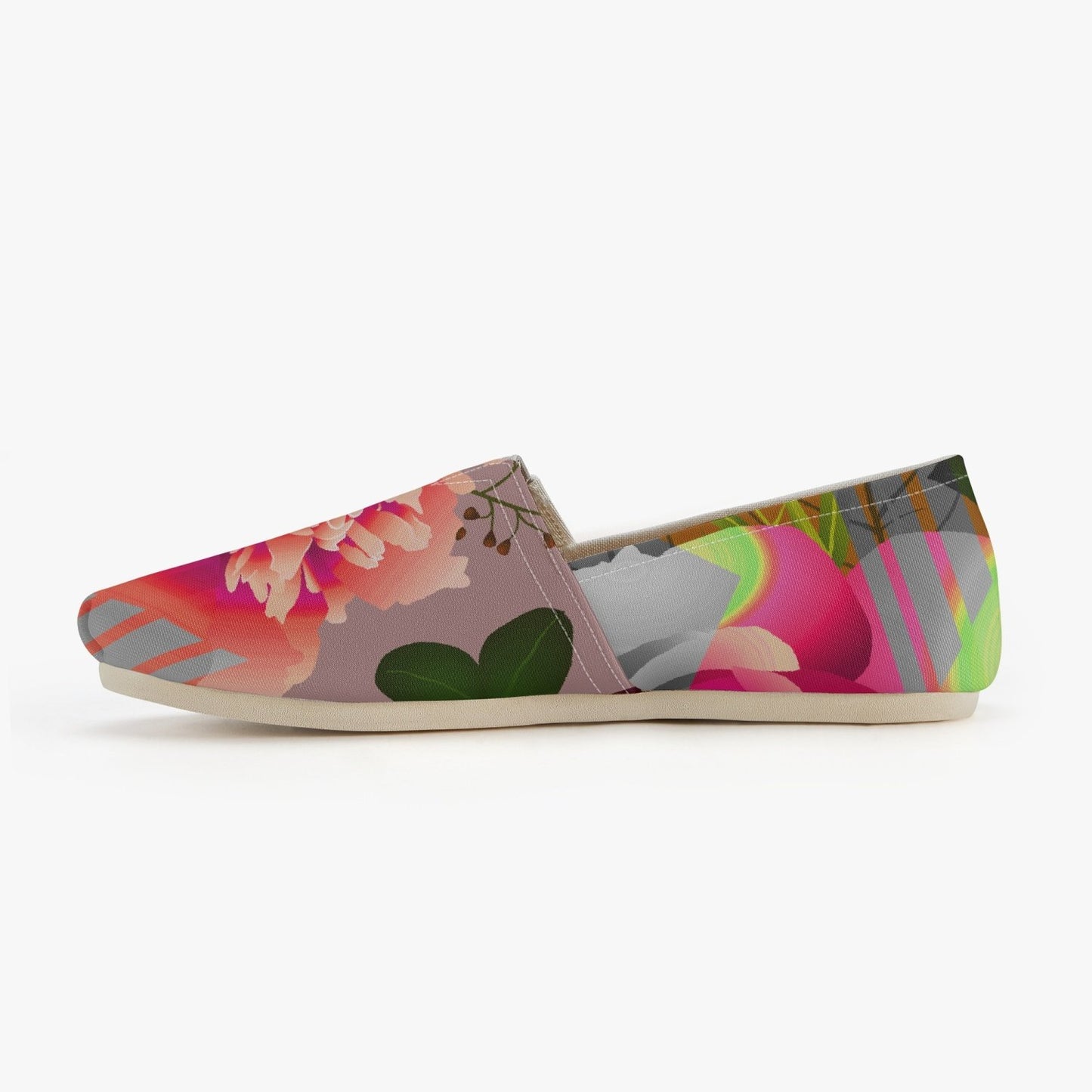 Alpargatas de lona con estampado floral neón de Jacki Easlick Couture