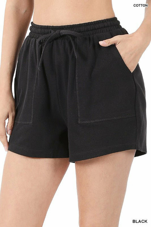 Cotton Drawstring Waist Shorts