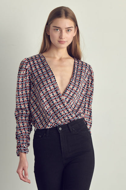 Body à surplis imprimé géométrique