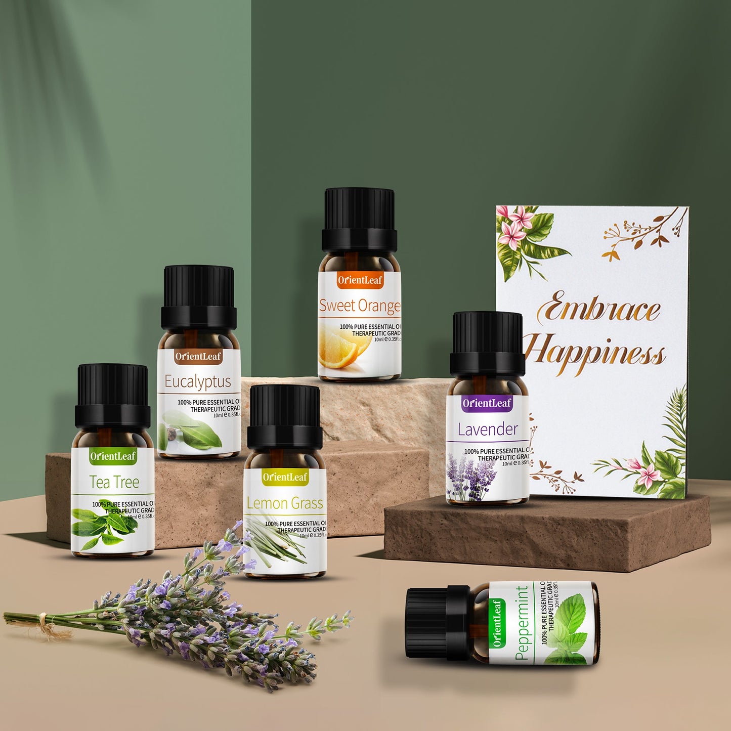 Huiles essentielles pour diffuseurs, extraits de plantes 100 % naturelles, six parfums 