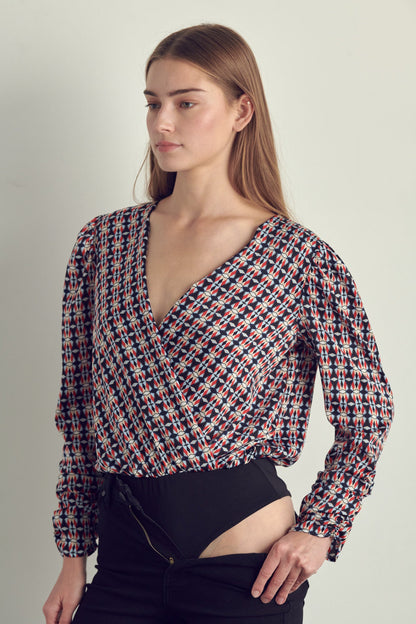 Body à surplis imprimé géométrique