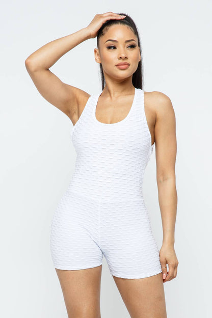 Mono sin mangas con espalda cruzada y estampado de panal de jacquard