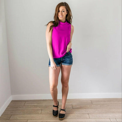 Chiffon Mock Sleeveless Top