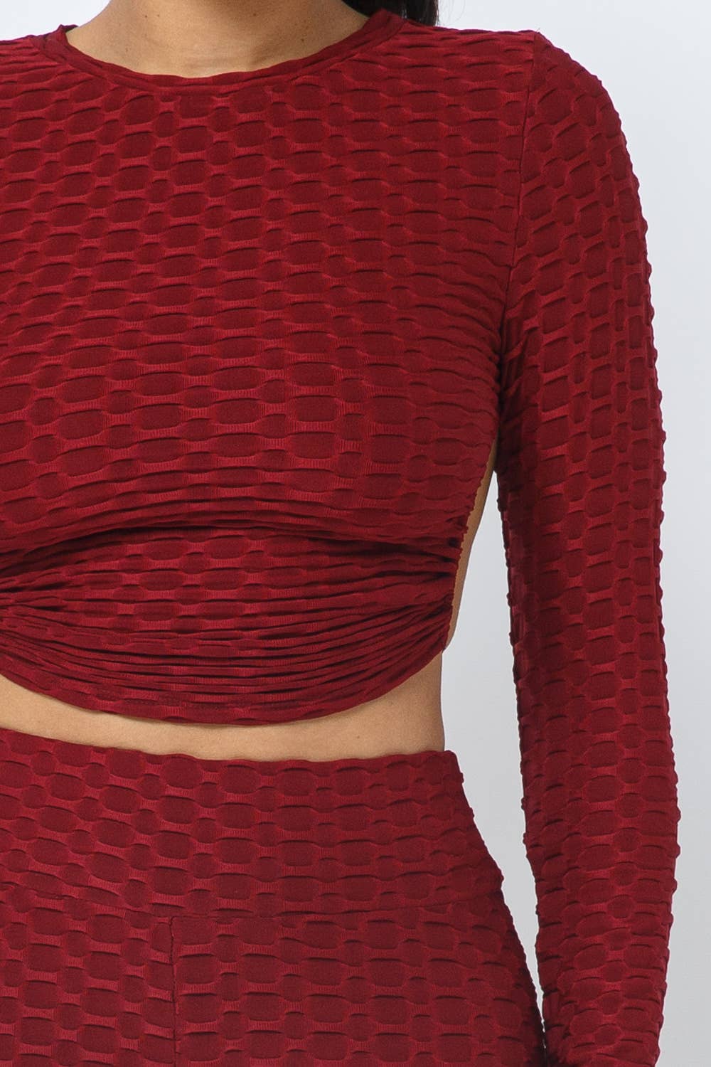 Ensemble haut et leggings à dos ouvert en nid d'abeille