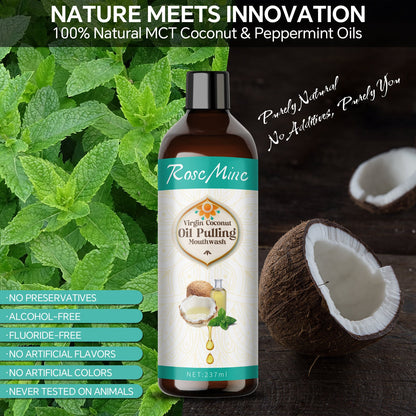 Coconut Oil Pulling (8 Fl.Oz) Alcohol Free Mouthwash Oil for Fresh