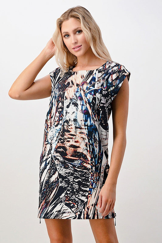 Mini-robe à manches courtes et imprimé abstrait