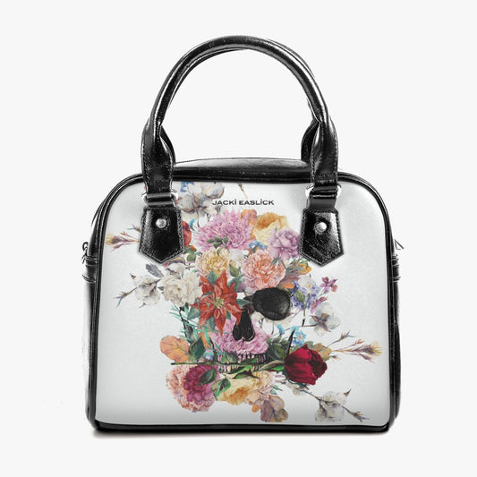 Bolso de sillín de cuero con calavera floral de Jacki Easlick