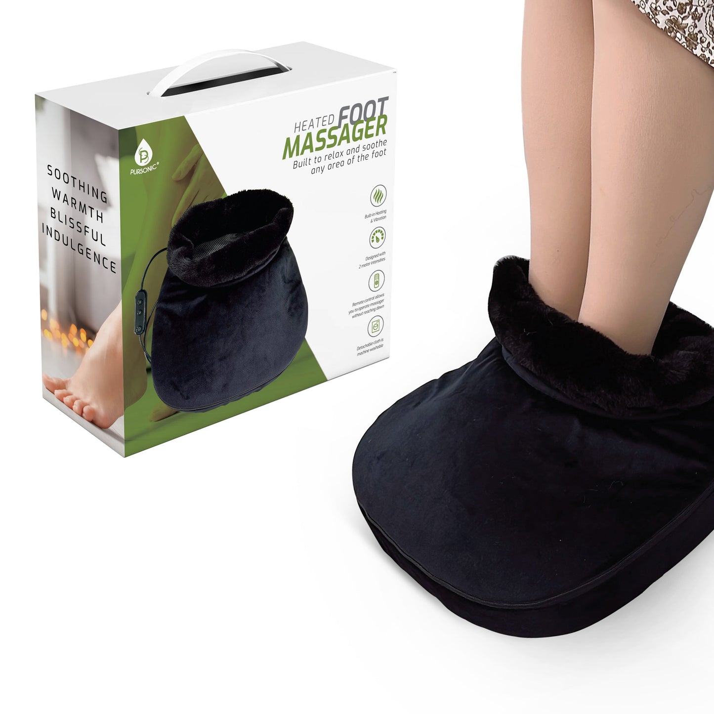 Masajeador de pies calentado con control remoto, diseño plegable y doble