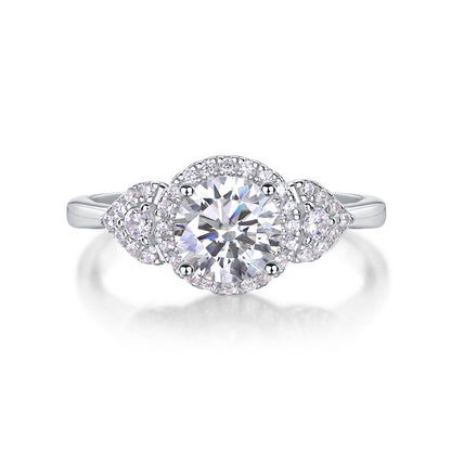 Bague de mariage de luxe en argent avec diamants et moissanite 