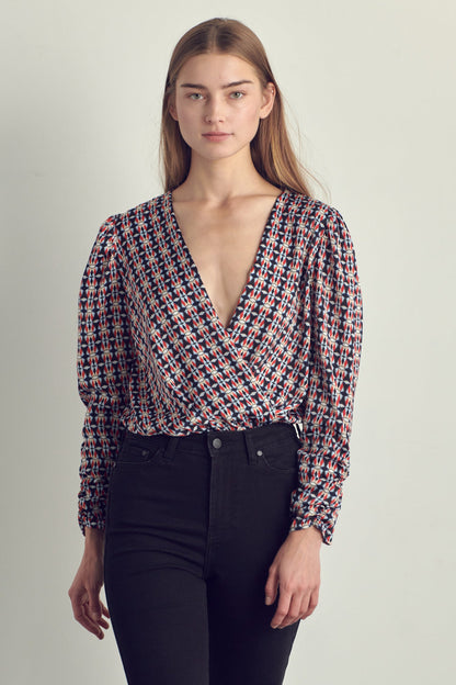 Body à surplis imprimé géométrique