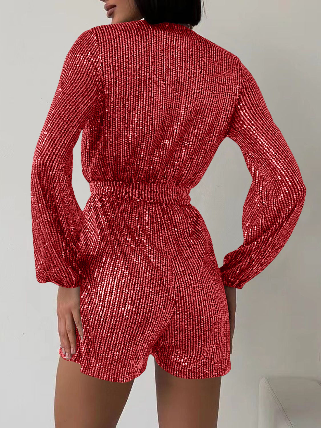 Combinaison à manches longues et surplis à sequins, taille nouée
