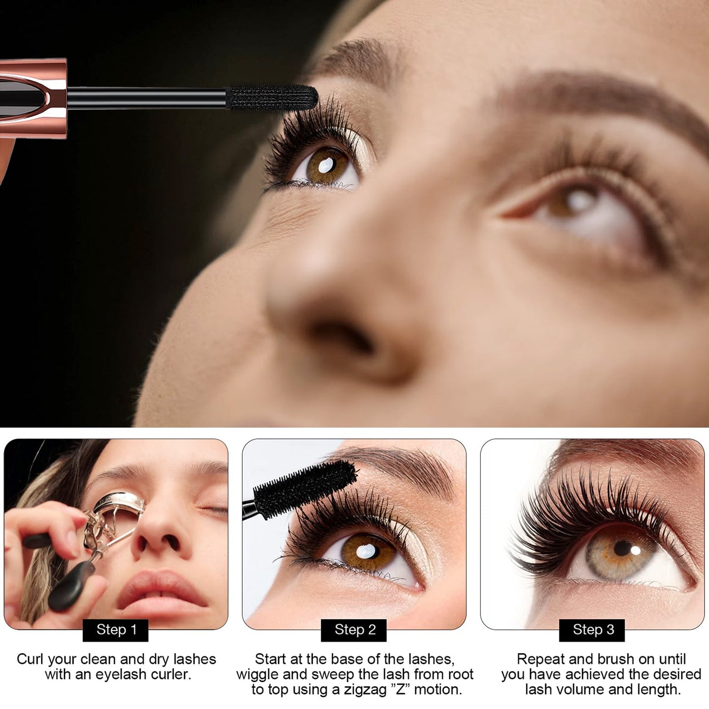 1/2 paquet de mascara noir 4D en fibre de soie pour extensions de cils