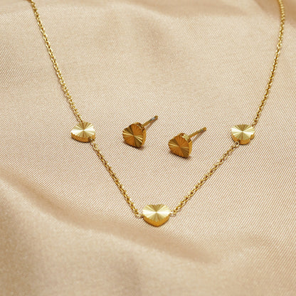 Parure de bijoux Lxalry plaquée or 18 carats avec boule miroir, hypoallergénique, sans danger pour la peau, collier, boucles d'oreilles à tige, pour tous les jours, soirée, ne se décolore pas, réglable, luxe avec perles moulées avec précision