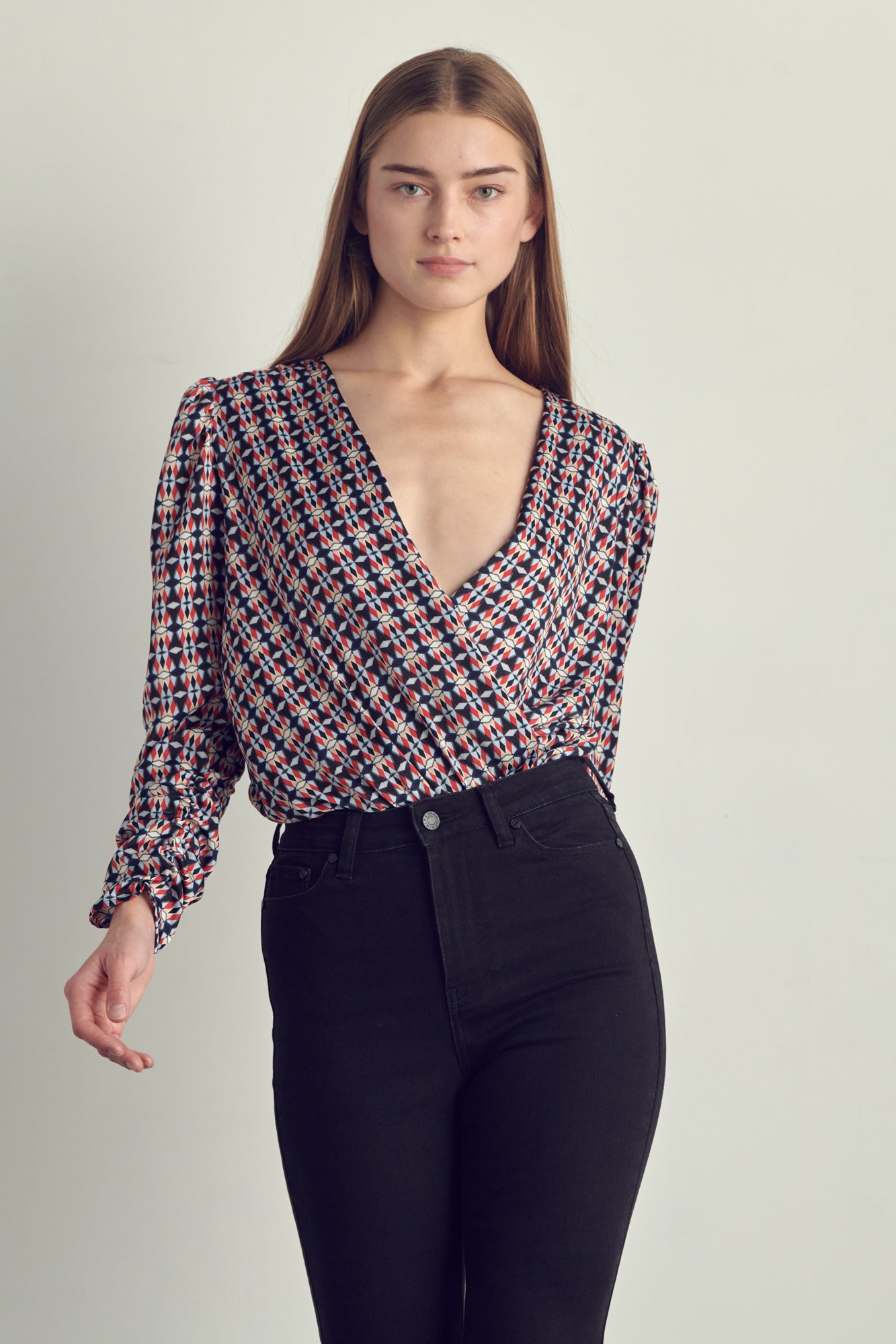 Body à surplis imprimé géométrique