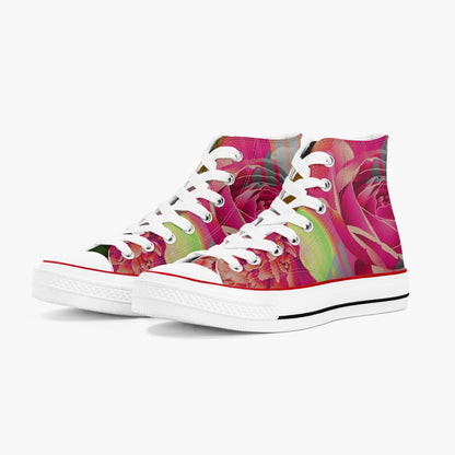 Zapatillas altas de lona con diseño floral neón de Jacki Easlick Couture