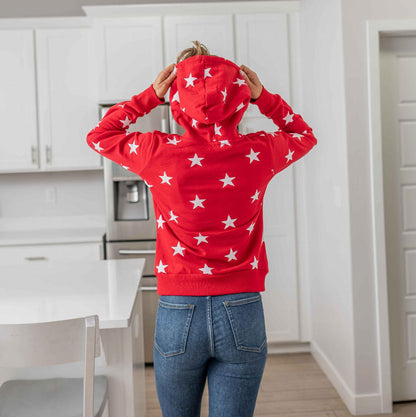 Fleece All-over Star Print Pullover Hoodie